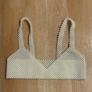 Elegant Pearl Beaded Bra Crop Top
